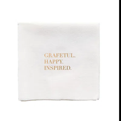 Bell'invito White Grateful Happy Inspired Beverage Napkins