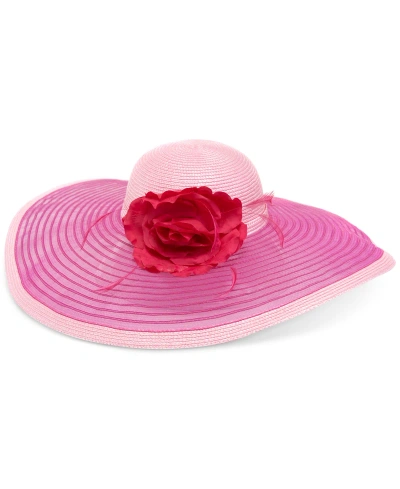 Bellissima Millinery Collection Women's Large-flower Wide-brim Dressy Hat In Pink