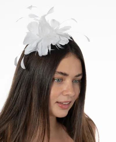 Bellissima Millinery Collection Women's Multi-flower & Feather Fascinator In White