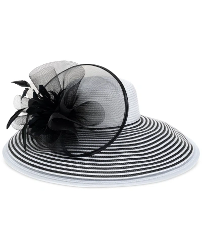 Bellissima Millinery Collection Women's Wide Striped-brim Dressy Hat In Black White