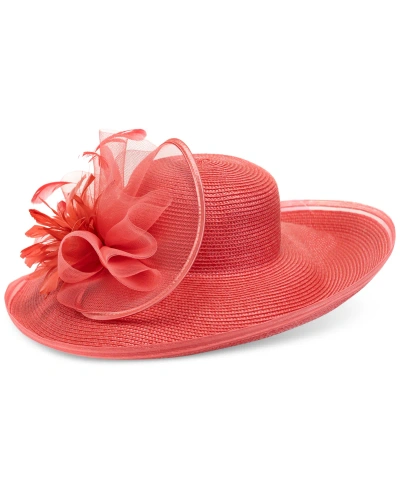 Bellissima Millinery Collection Women's Wide Striped-brim Dressy Hat In Hot Pink