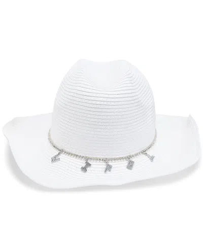 Bellissima Millinery Collection Women's Wifey Rhinestone Cowgirl Hat In White