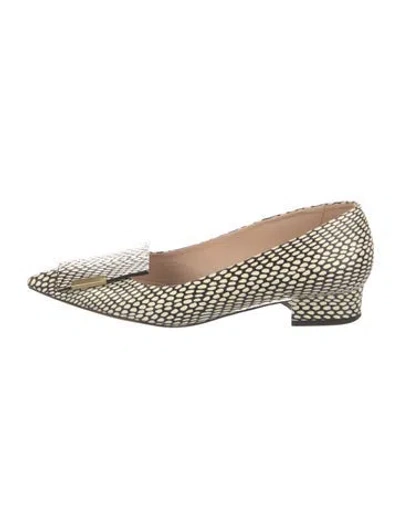 Pre-owned Bells & Becks Embossed Leather Animal Print Pumps In Neutral