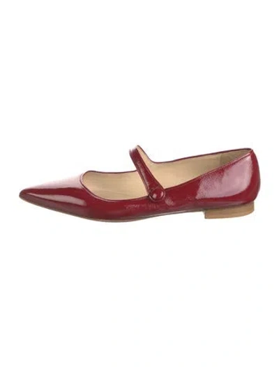 Pre-owned Bells & Becks Patent Leather Mary Jane Flats In Red