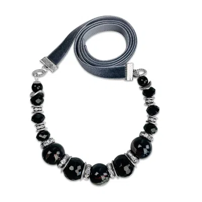 Bellus Domina Women's Black / Grey / Silver Black Agate Gala Bracelet