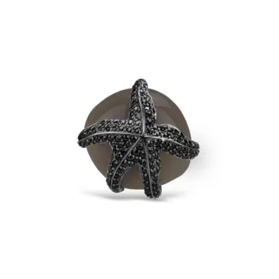 Bellus Domina Women's Black / Grey Sterling Silver Agate Umbra Starfish Cocktail Ring In Gray