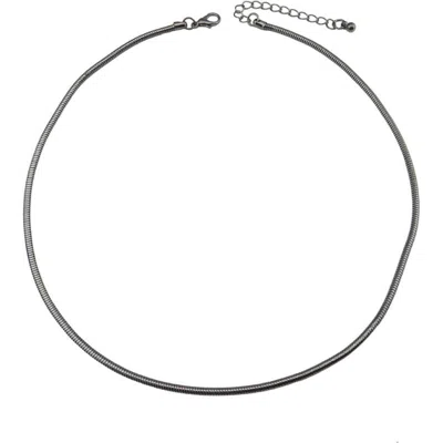 Bellus Domina Women's Black Rhodium Plated Sterling Silver Snake Chain Necklace