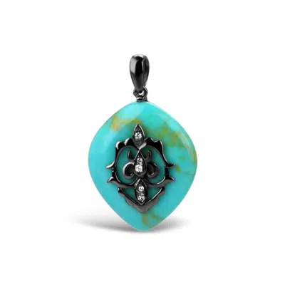 Bellus Domina Women's Blue / Black Sterling Silver Turquoise Pendant In Red