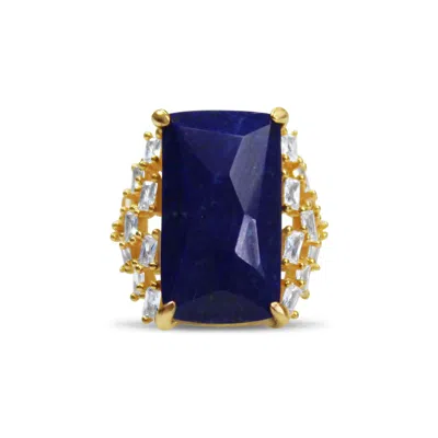 Bellus Domina Women's Blue / Gold Gold-plated Silver Lapis Lazuli Cocktail Ring