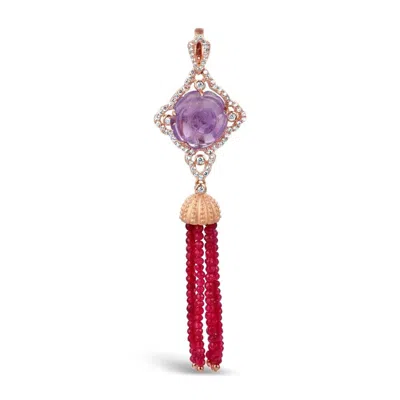 Bellus Domina Women's Gold / Purple / Red Amethyst & Garnet Tassel Pendant In Multi
