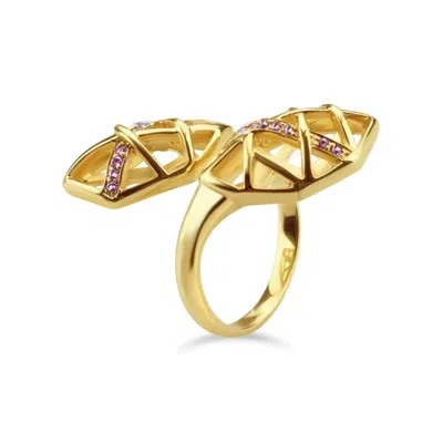 Bellus Domina Women's Gold / Purple Silver Gold Plated Amethyst Helical Ring