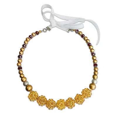 Bellus Domina Women's Gold / White / Yellow Yellow Crystal Beaded Gala Necklace