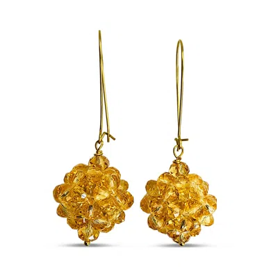 Bellus Domina Women's Gold / Yellow Yellow Crystal Beaded Gala Earrings