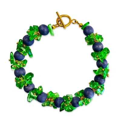 Bellus Domina Women's Green / Blue Green & Purple Huckleberry Beaded Bracelet