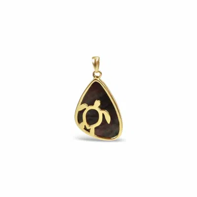 Bellus Domina Women's Green / Gold Gold Plated Silver Turtle Pendant In Black