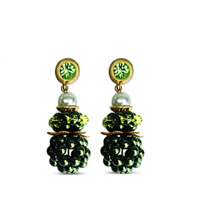 Bellus Domina Women's Green / Gold Green Beaded Earrings In Multi