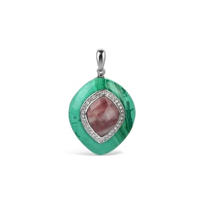 Bellus Domina Women's Green / Pink / Silver Silver Jasper & Malachite Pendant