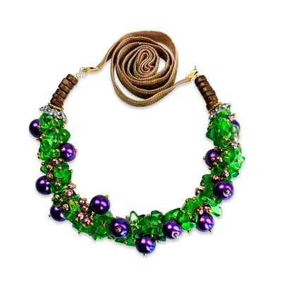 Bellus Domina Women's Green / Purple Green & Purple Currants Beaded Bracelet