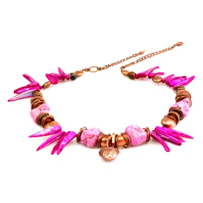 Bellus Domina Women's Hot Pink Howlite Dramatic Necklace