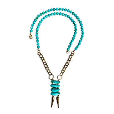 Bellus Domina Women's Long Blue Turquoise Necklace In Red