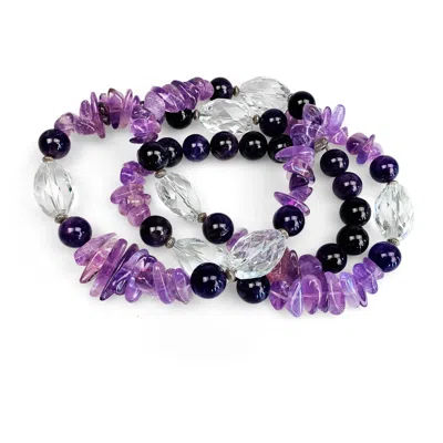 Bellus Domina Women's Neutrals / Purple Amethyst & Mountain Crystal Necklace