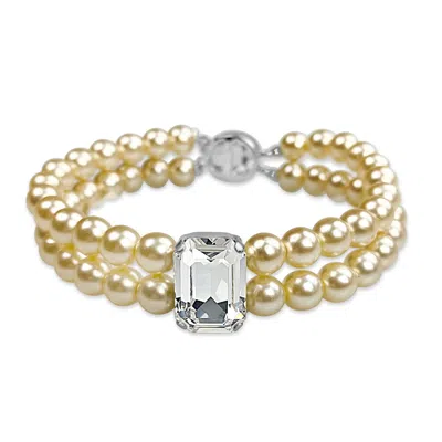 Bellus Domina Women's Neutrals Wedding Collection Ivory Beaded Pearl Bracelet In Burgundy