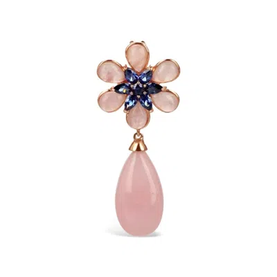 Bellus Domina Women's Pink / Gold / Blue Gold Plated Silver Quartz Flower Pendant