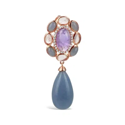 Bellus Domina Women's Pink / Purple / Blue Gold Plated Silver Amethyst Flower Pendant