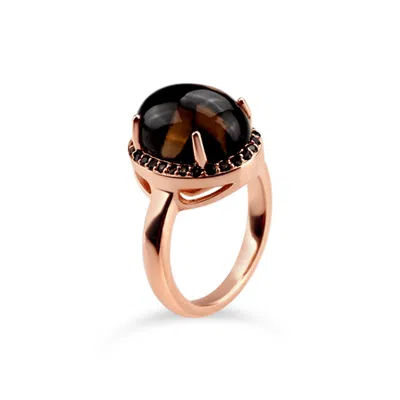 Bellus Domina Women's Rose Gold / Brown Rose Gold Plated Quartz Oval Ring In Multi