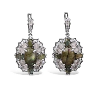 Bellus Domina Women's Silver / Green Sterling Silver Labradorite & Quartz Earrings In Brown