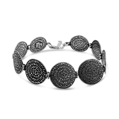 Bellus Domina Women's Sterling Silver Greek Phaistos Disc Bracelet In Black