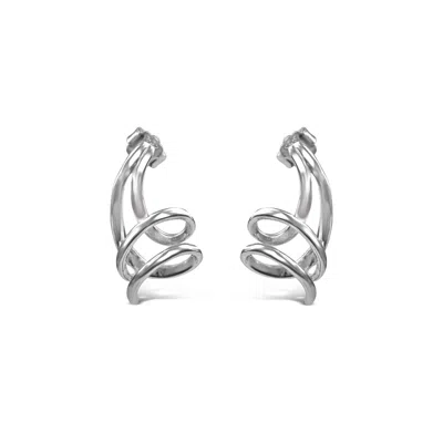 Bellus Domina Women's Sterling Silver Wave Earrings In Metallic