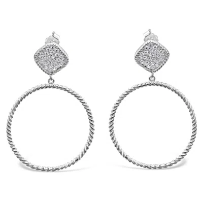 Bellus Domina Women's Sterling Silver Zirconia Hoop Earrings