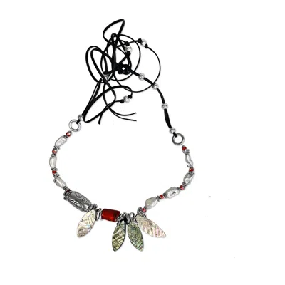Bellus Domina Women's White / Black / Red Freshwater Pearls & Red Coral Necklace In Multi