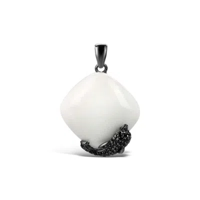 Bellus Domina Women's White / Black Sterling Silver Dolphin Pendant In Burgundy