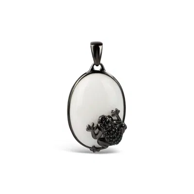 Bellus Domina Women's White / Black Sterling Silver White & Black Frog Pendant