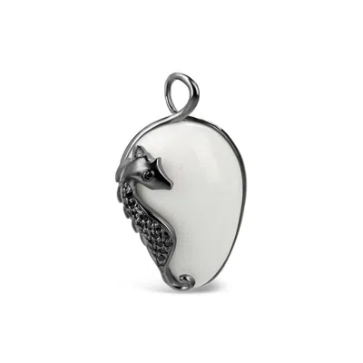 Bellus Domina Women's White / Black Sterling Silver White & Black Seahorse Pendant In Gold