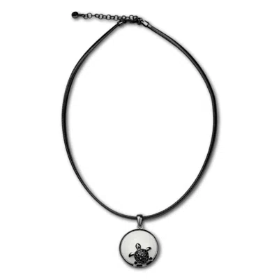 Bellus Domina Women's White / Black Sterling Silver White & Black Turtle Necklace In Multi