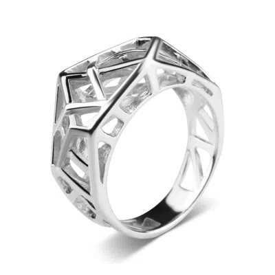 Bellus Domina Women's White Gold Plated Silver Crossover Ring In Metallic
