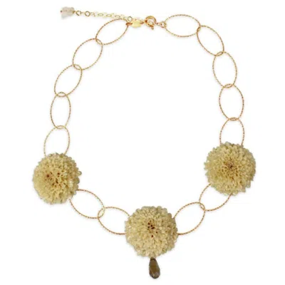 Bellus Domina Women's White Natural Creamy Dahlia Necklace In Gold