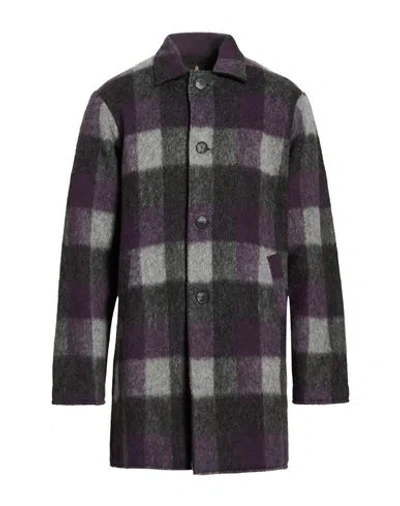 Bellwood Man Coat Purple Size 40 Polyester, Merino Wool In Multi