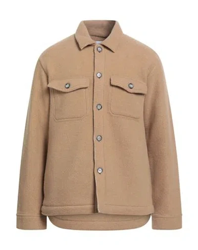 Bellwood Man Shirt Camel Size 40 Polyester, Wool In Sand