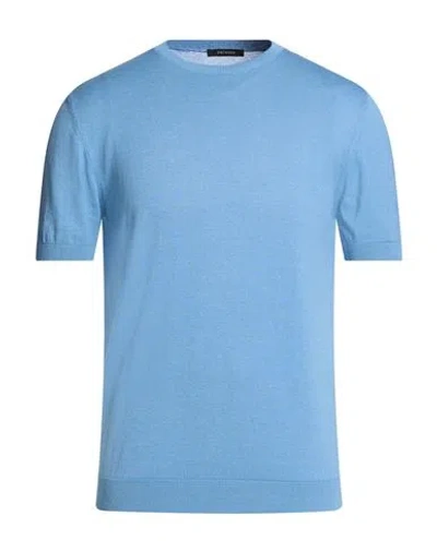Bellwood Man Sweater Azure Size 42 Silk, Cotton In Blue
