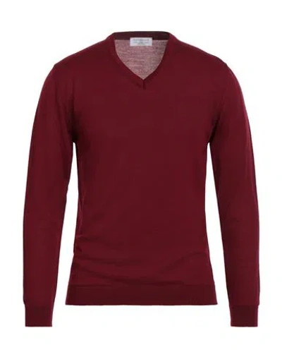 Bellwood Man Sweater Burgundy Size 42 Merino Wool In Red