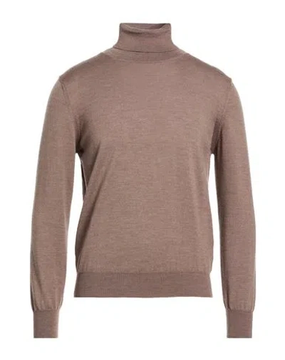 Bellwood Man Turtleneck Light Brown Size 38 Merino Wool In Animal Print