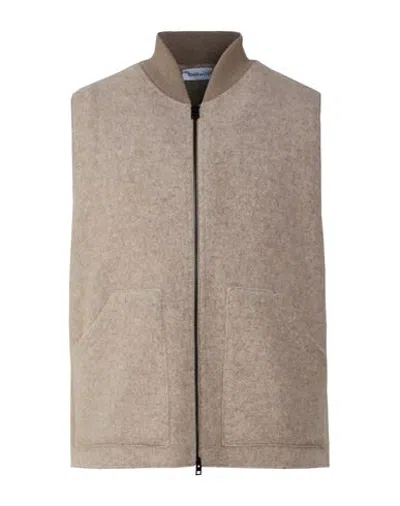 Bellwood Man Vest Beige Size 36 Polyester, Wool In Brown