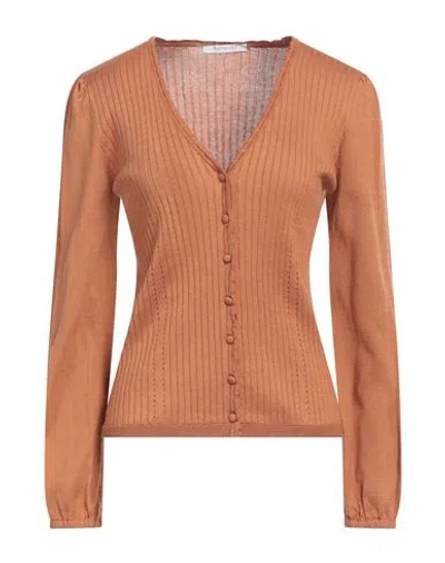 Bellwood Woman Cardigan Tan Size M Cotton In Brown
