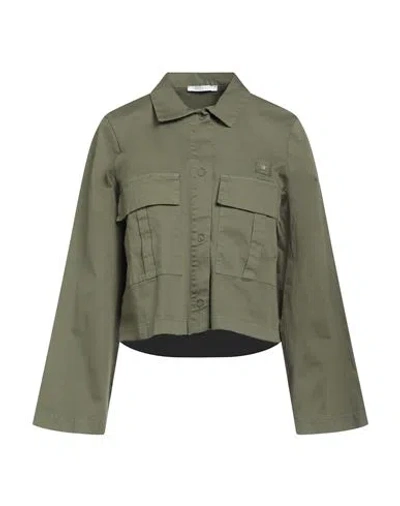 Bellwood Woman Jacket Military Green Size S Cotton, Elastane