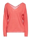Bellwood Woman Sweater Coral Size Xs Linen In Red