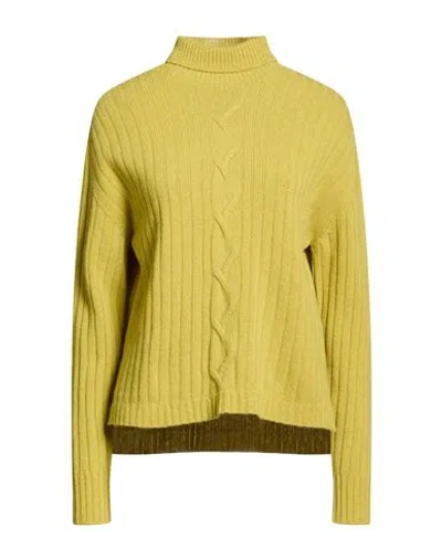Bellwood Woman Turtleneck Lime Green Size S Wool, Cashmere